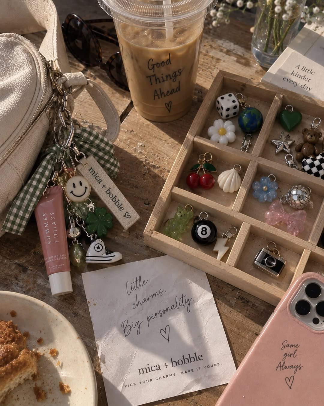 Tray of colourful charms