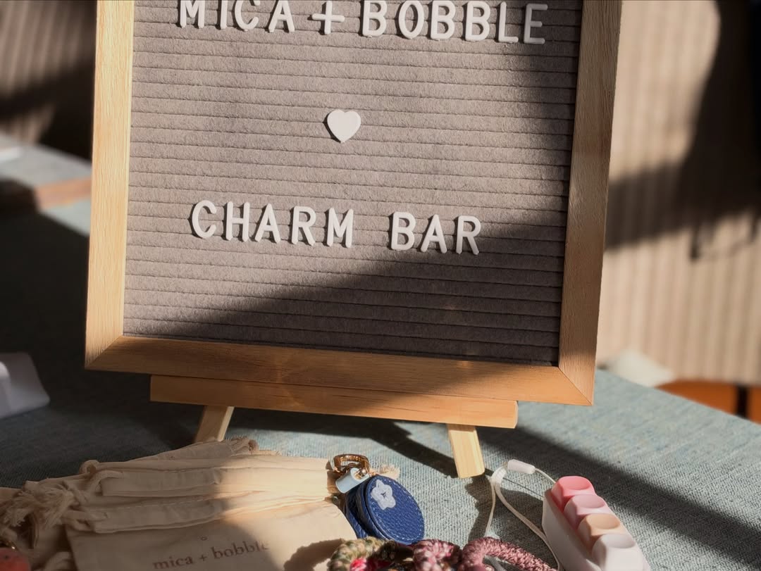 mica + bobble charm bar letter board